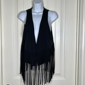 Sale! 🔥 NWT! NAKED ZEBRA Black Fringed Vest Size Small
